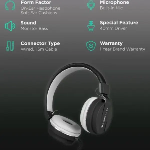 Zebronics Zeb-Storm Wired On Ear Headphone